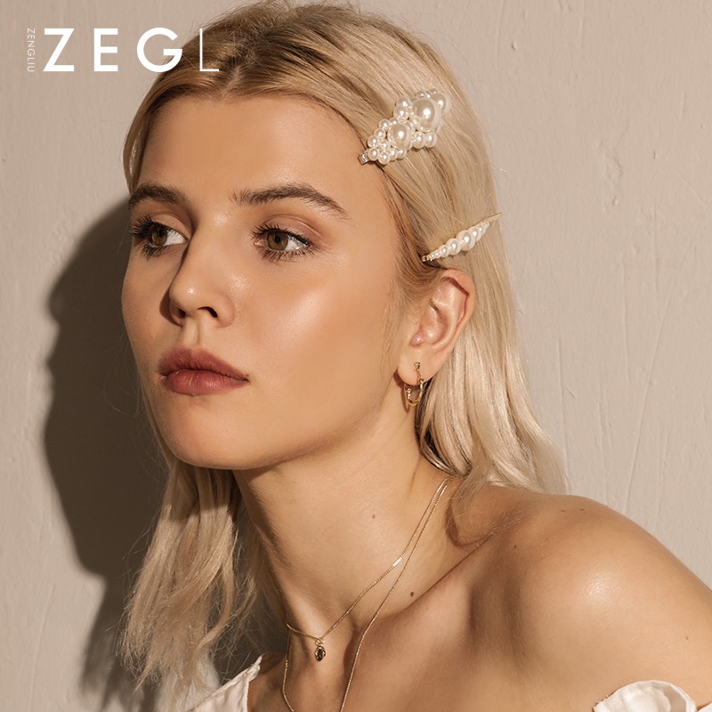 ZEGL人造珍珠發夾發卡女頭飾夾子韓國劉海一字夾邊夾成人網紅飾品-細節圖3