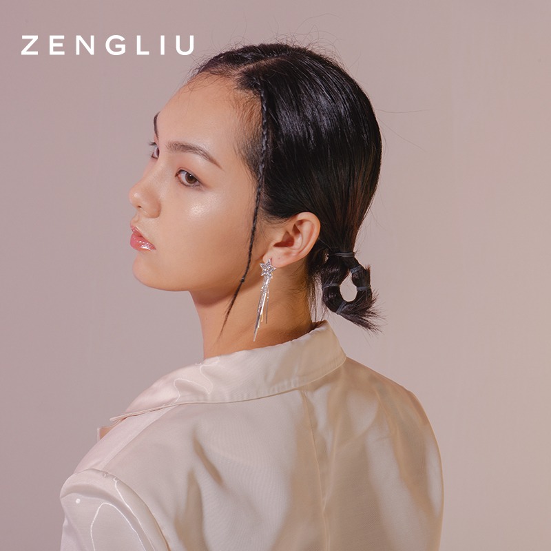 ZENGLIU星星月亮耳釘女氣質長款流蘇耳環2022新款潮不對稱耳飾品-細節圖2