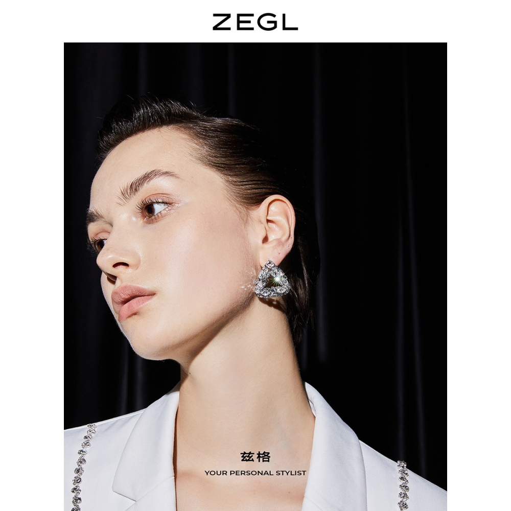 ZEGL高級感輕奢幾何耳環女小眾設計感韓國氣質耳釘個性網紅耳飾品-細節圖2