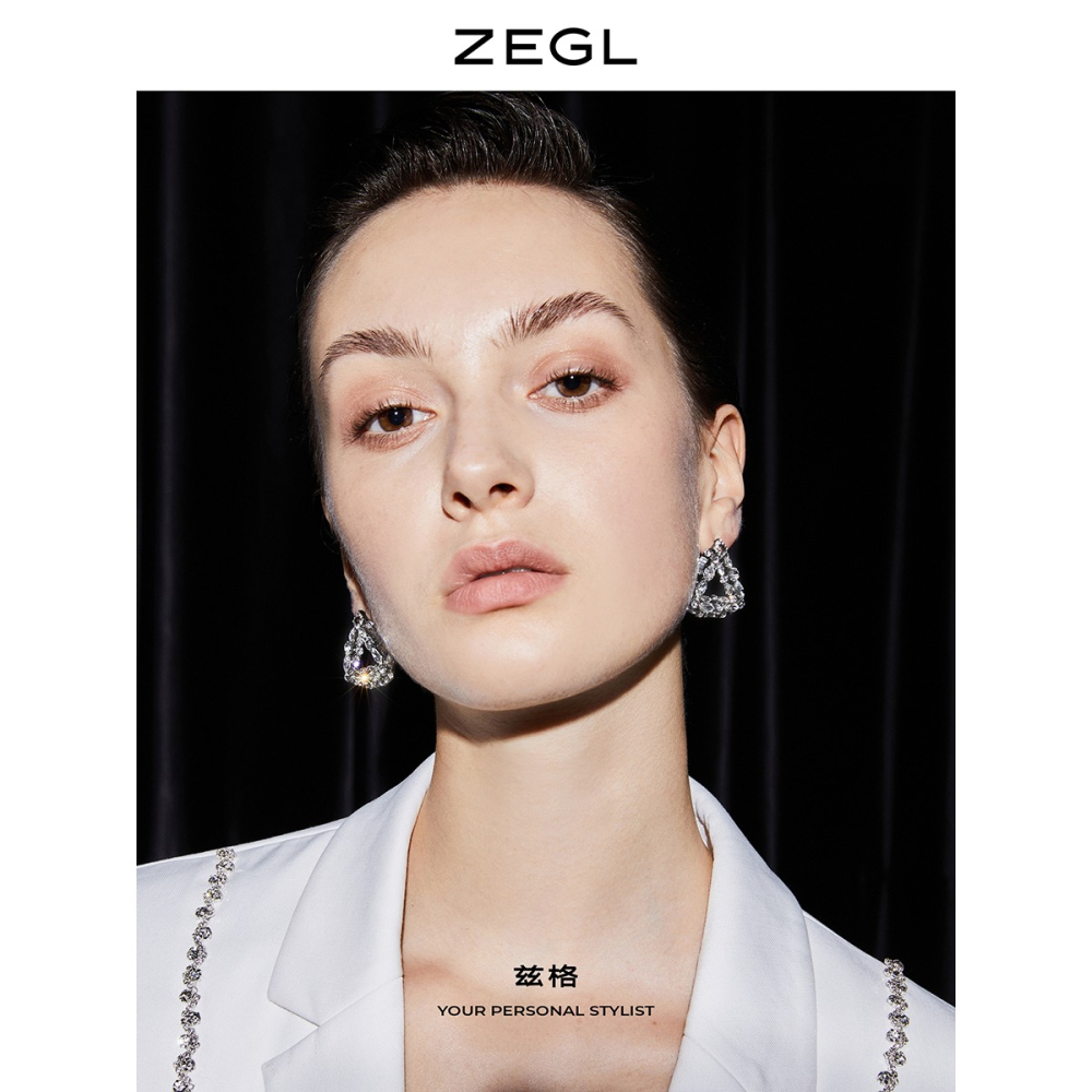ZEGL高級感輕奢幾何耳環女小眾設計感韓國氣質耳釘個性網紅耳飾品-細節圖3