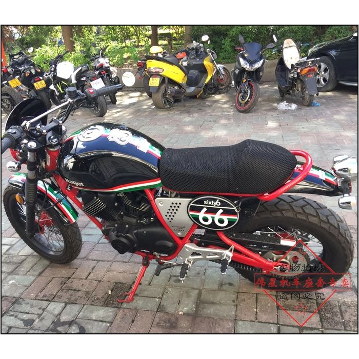 摩托車龍嘉V咖250座墊套 LJ250復古型單人防曬座套網套隔熱坐墊套-細節圖8