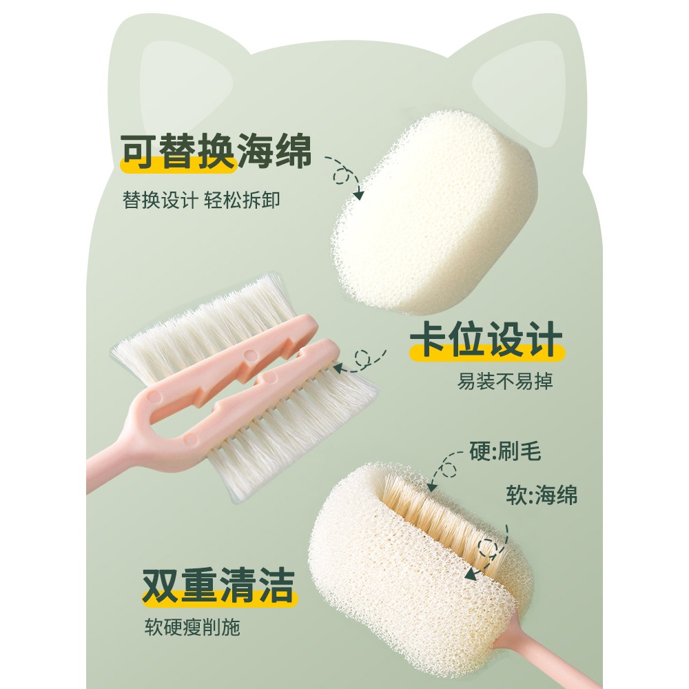 杯刷洗杯子神器杯子刷子清潔刷絲瓜瓤長柄海綿奶瓶刷水杯清潔去污-細節圖2