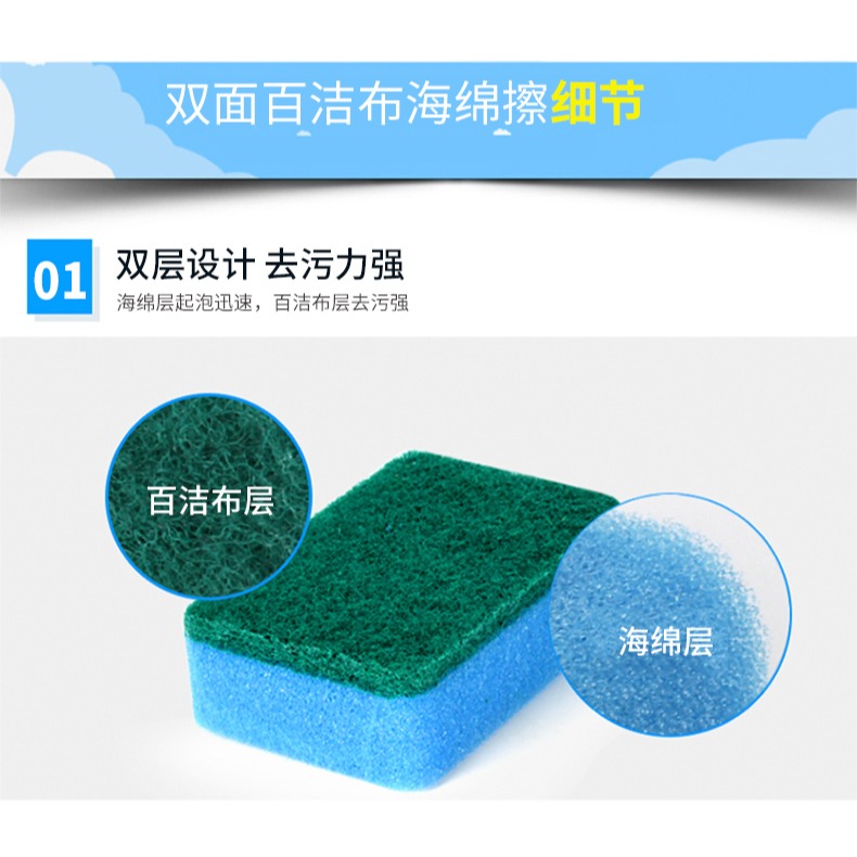 靚滌廚房刷碗海綿工具擦百潔布不易沾油菜瓜布木漿洗碗棉洗碗海綿-細節圖10