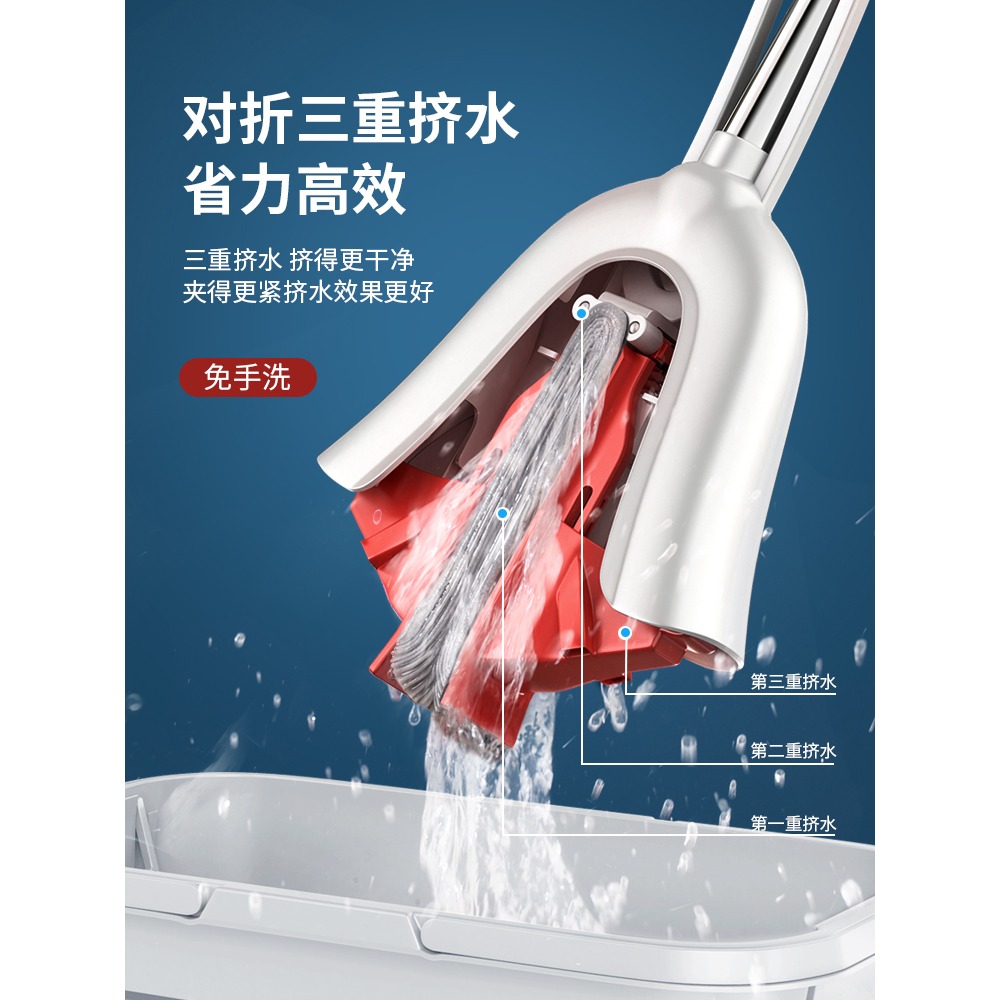 海綿拖把家用吸水免手洗膠棉對折式擠水衛生間廁所用懶人拖布新款-細節圖5