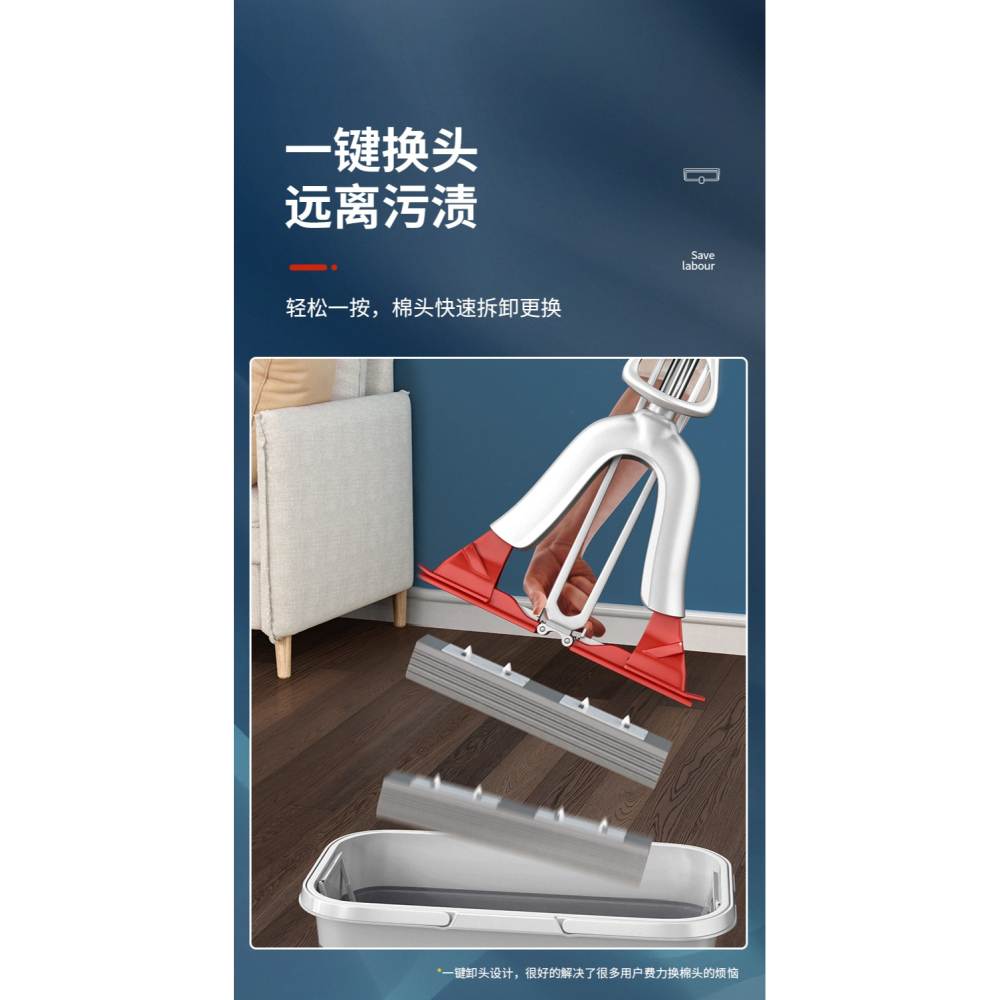 海綿拖把家用吸水免手洗膠棉對折式擠水衛生間廁所用懶人拖布新款-細節圖8