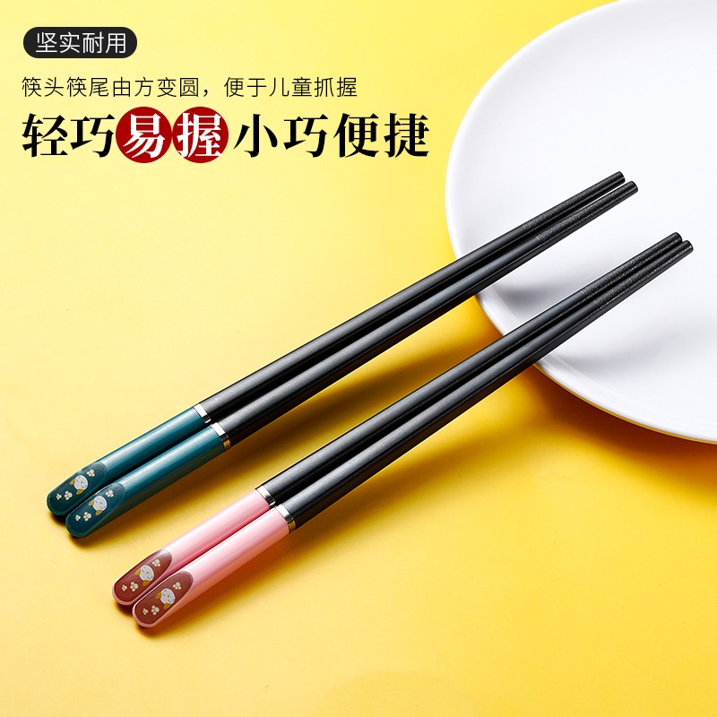 兒童筷子家用卡通合金筷嬰兒幼兒寶寶專用筷子小孩男女喫飯訓練筷-細節圖3