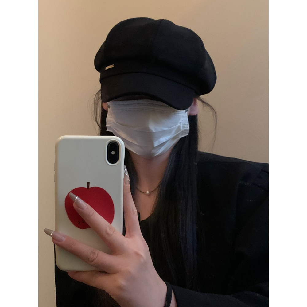 金屬標英倫復古風八角帽女2024年春季新款小帽檐貝雷帽百搭顯臉小-細節圖3
