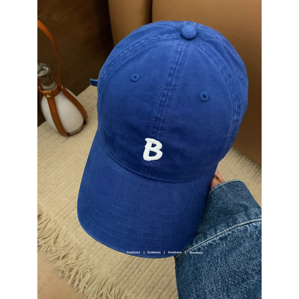B標字母刺繡棒球帽女春夏款韓版百搭ins戶外休閑寬檐顯臉小遮陽帽-細節圖8