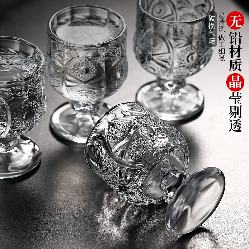 白酒杯套裝分酒器小號小酒杯家用無鉛玻璃一口杯家用輕奢酒盅杯子-細節圖2