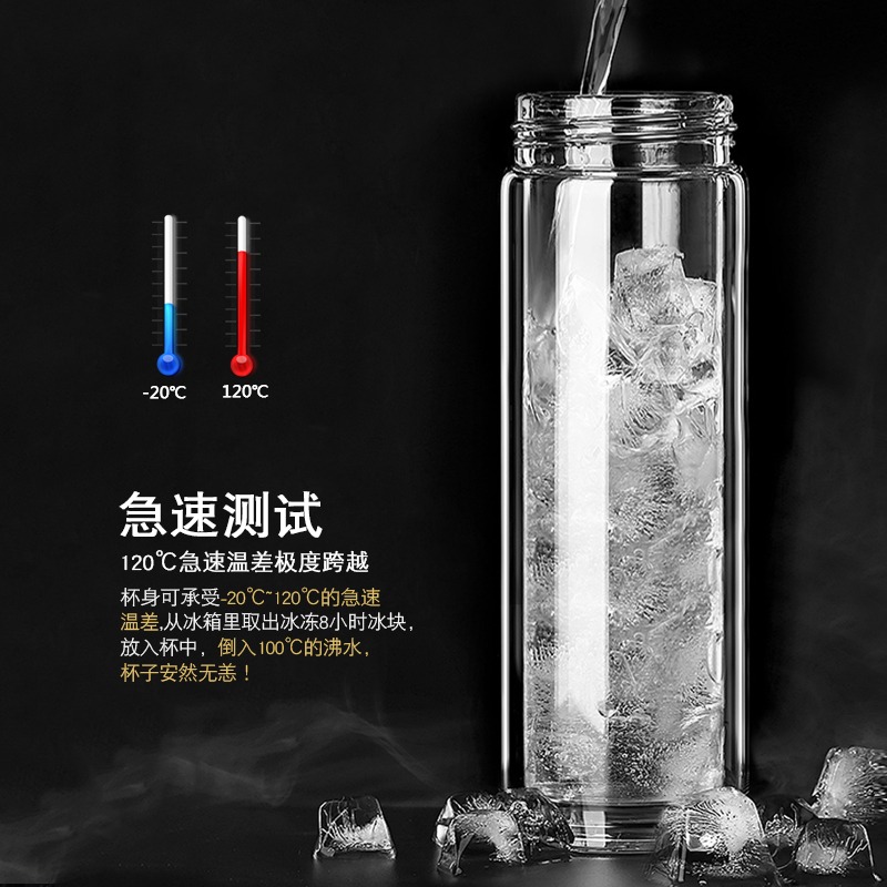 大容量雙層杯子男女學生水杯便攜泡茶杯家用隔熱過濾網透明玻璃杯-細節圖4