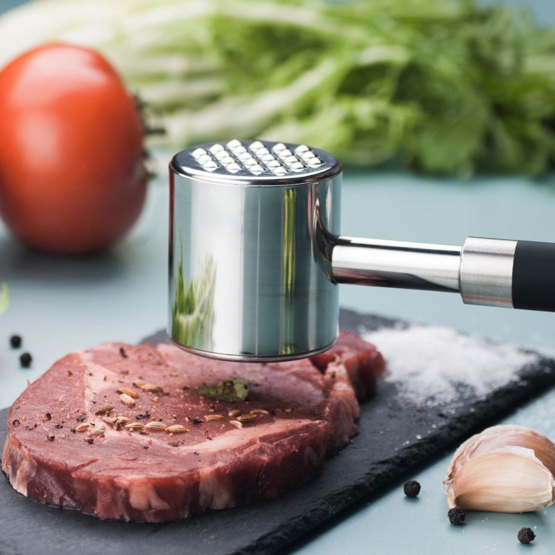 敲砸牛排的錘子家用304不銹鋼 牛扒錘松肉針打拍肉錘豬扒嫩肉器-細節圖3