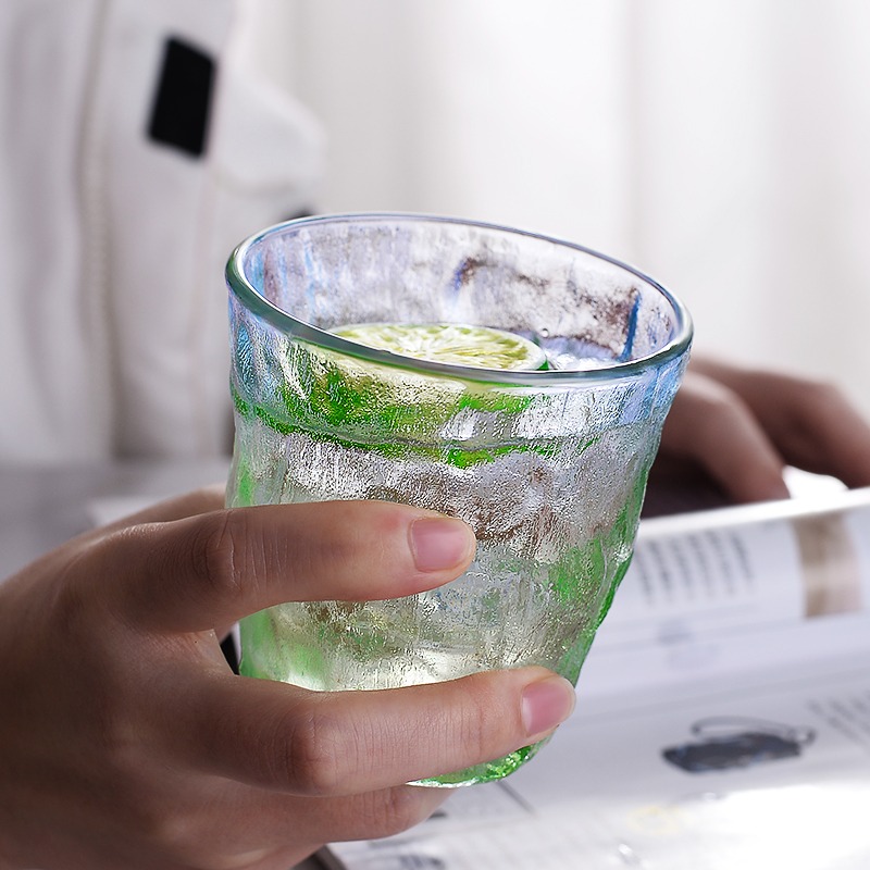 冰川紋玻璃杯高顏值水杯ins風漸變咖啡杯女夏果汁飲料杯子啤酒杯-細節圖5