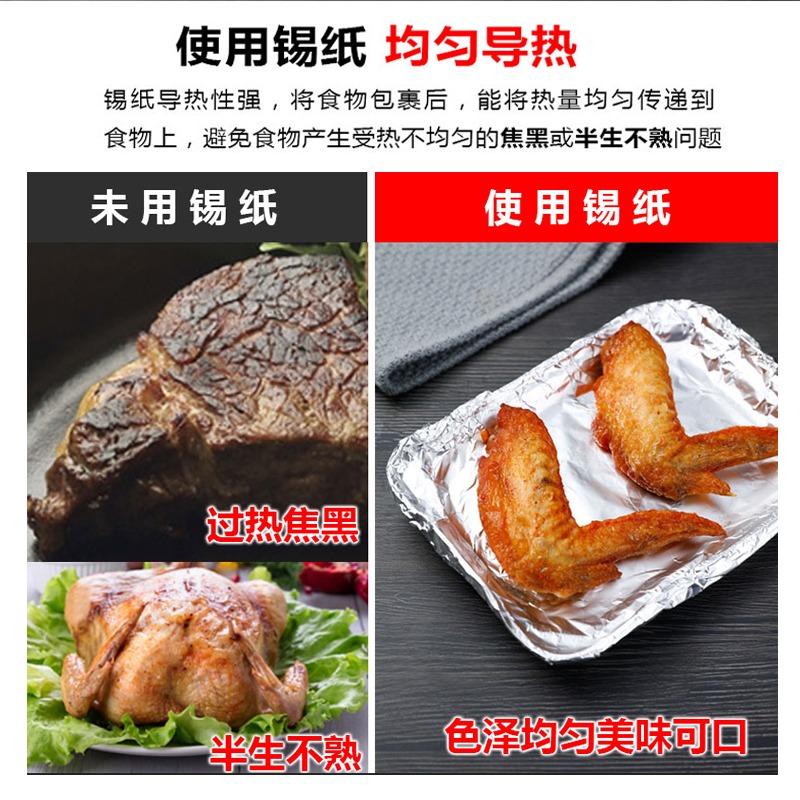 錫紙烤箱家用空氣炸鍋經濟裝錫箔鋁箔紙燒烤肉盤紙耐高溫烘焙油紙-細節圖2
