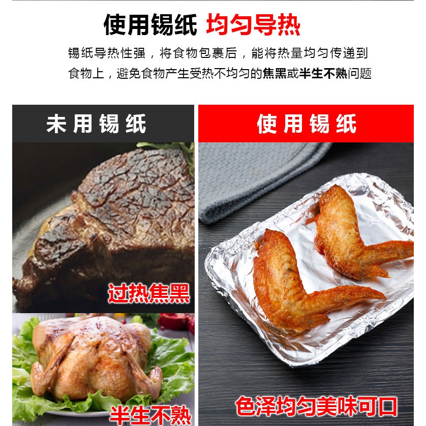 錫紙烤箱家用空氣炸鍋經濟裝錫箔鋁箔紙燒烤肉盤紙耐高溫烘焙油紙-細節圖7