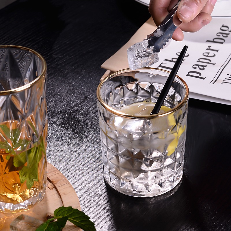 玻璃杯網紅水杯ins風金邊玻璃杯子家用簡約喝水杯耐高溫啤酒杯-細節圖3