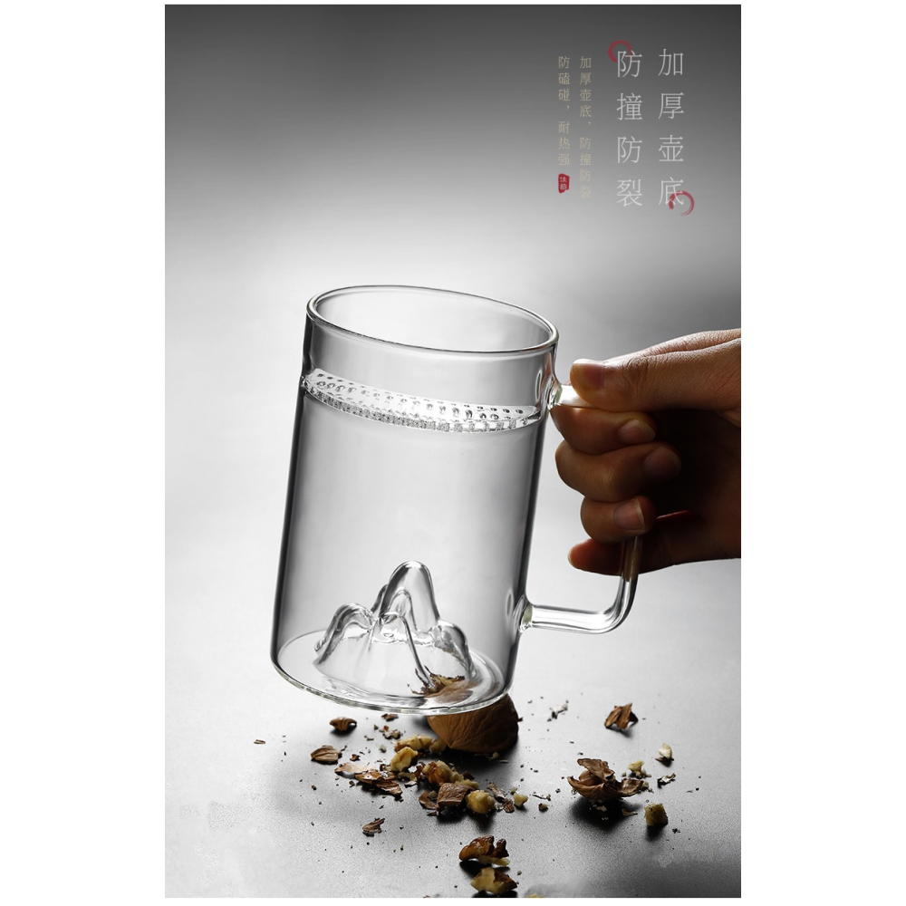 月牙杯過濾茶杯玻璃茶水分離杯帶把辦公室水杯男女個人專用綠茶杯-細節圖8
