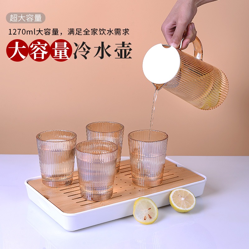 高顏值玻璃冷水壺水杯套裝家用耐高溫涼水壺涼白開水壺大容量扎壺-細節圖3