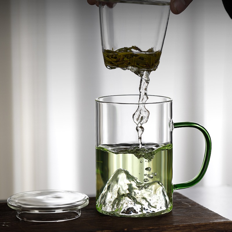 觀山杯茶杯茶水分離大容量玻璃水杯男女士辦公室帶蓋過濾泡茶杯子-細節圖2