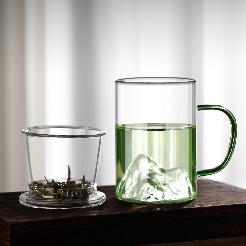觀山杯茶杯茶水分離大容量玻璃水杯男女士辦公室帶蓋過濾泡茶杯子-細節圖3