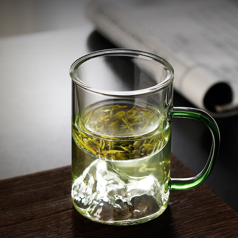 觀山杯茶杯茶水分離大容量玻璃水杯男女士辦公室帶蓋過濾泡茶杯子-細節圖4