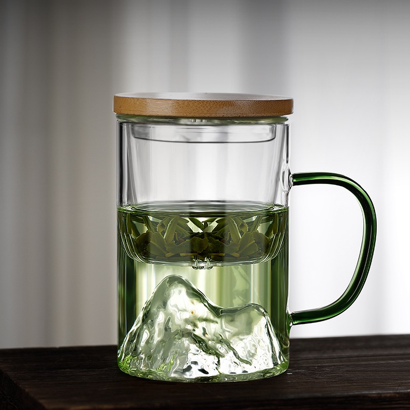 觀山杯茶杯茶水分離大容量玻璃水杯男女士辦公室帶蓋過濾泡茶杯子-細節圖5