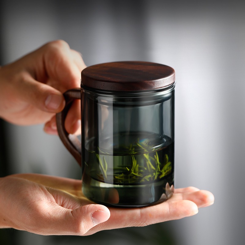 茶杯茶水分離玻璃泡茶杯帶蓋過濾耐熱水杯子男女士辦公室茶道杯-細節圖3