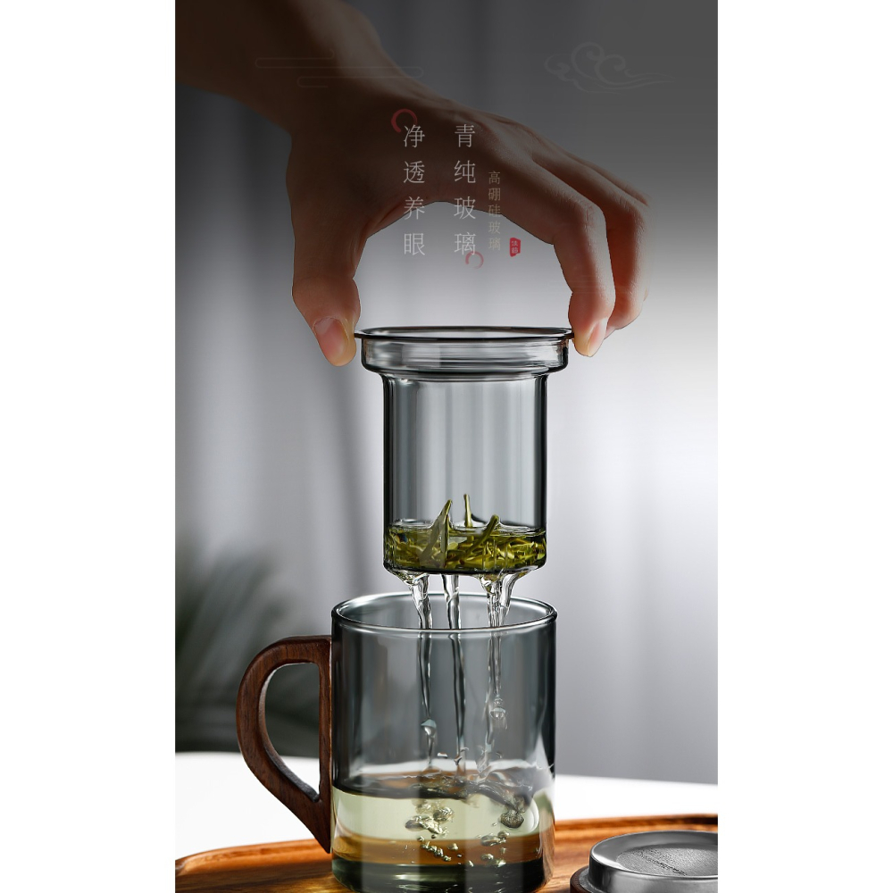 茶杯茶水分離玻璃泡茶杯帶蓋過濾耐熱水杯子男女士辦公室茶道杯-細節圖7