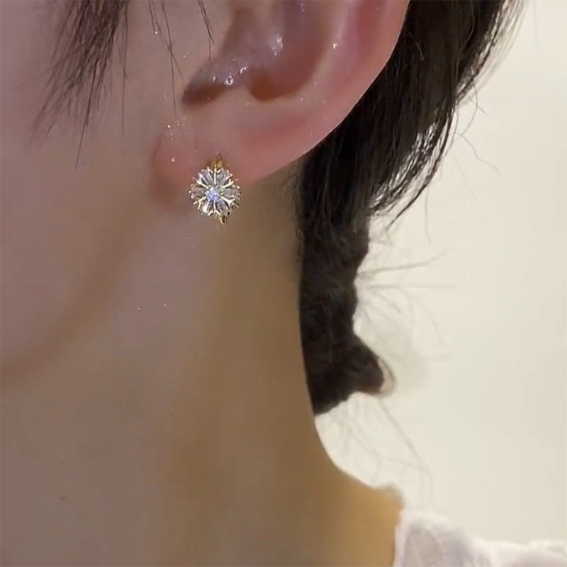 小眾設計微鑲鋯石雪花耳扣小巧精緻耳釘女2025年新款輕奢耳飾耳環-細節圖5
