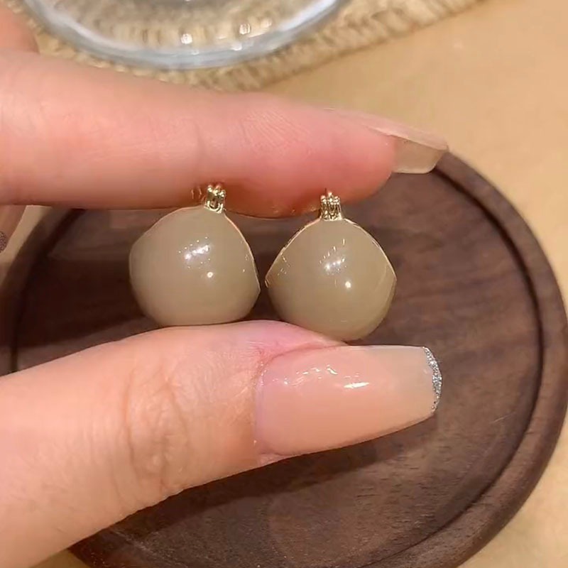 復古咖色圓形耳釘女高級感法式耳扣2024年新款潮氣質小眾耳飾耳環-細節圖2