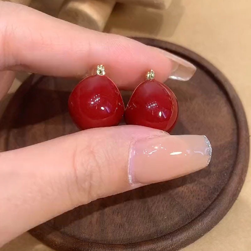 復古咖色圓形耳釘女高級感法式耳扣2024年新款潮氣質小眾耳飾耳環-細節圖9