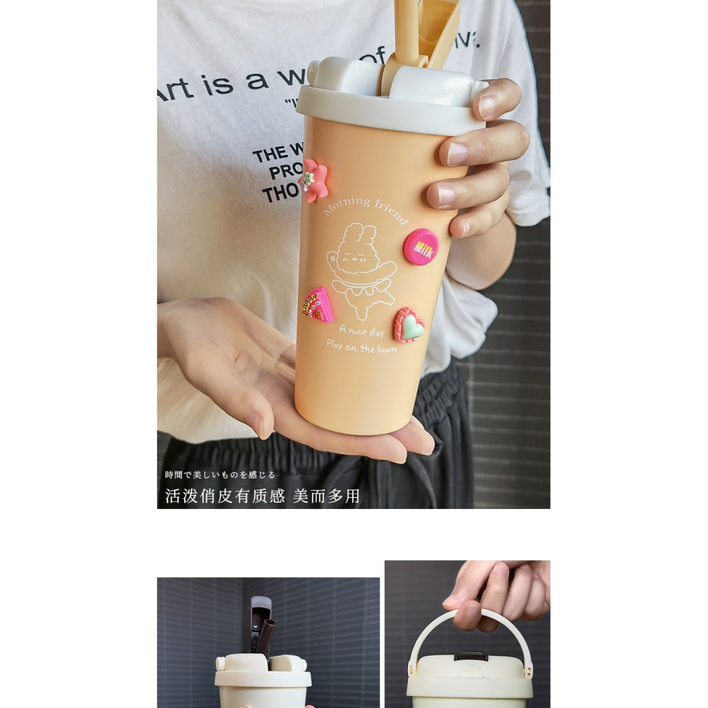 保溫杯女高顏值辦公室吸管杯子大容量學生可愛水杯便攜咖啡隨手杯-細節圖7
