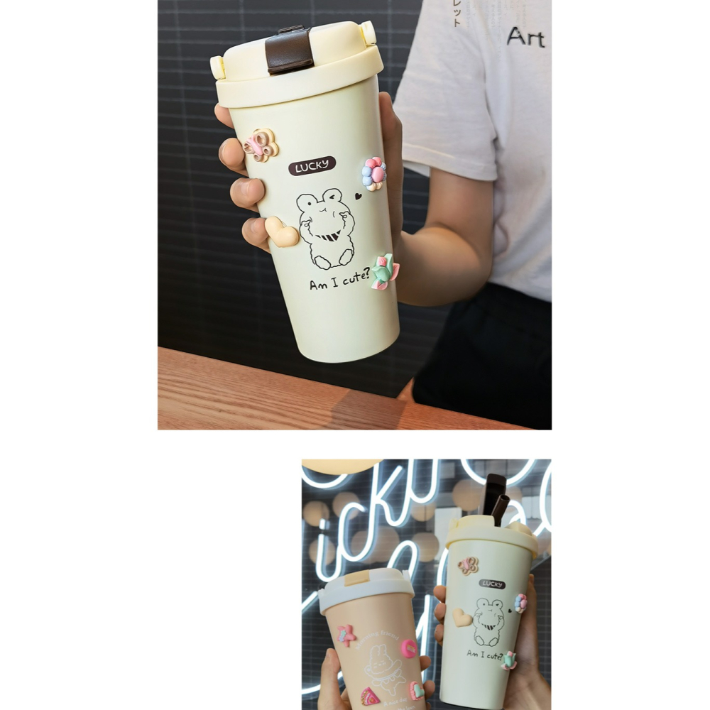 保溫杯女高顏值辦公室吸管杯子大容量學生可愛水杯便攜咖啡隨手杯-細節圖9