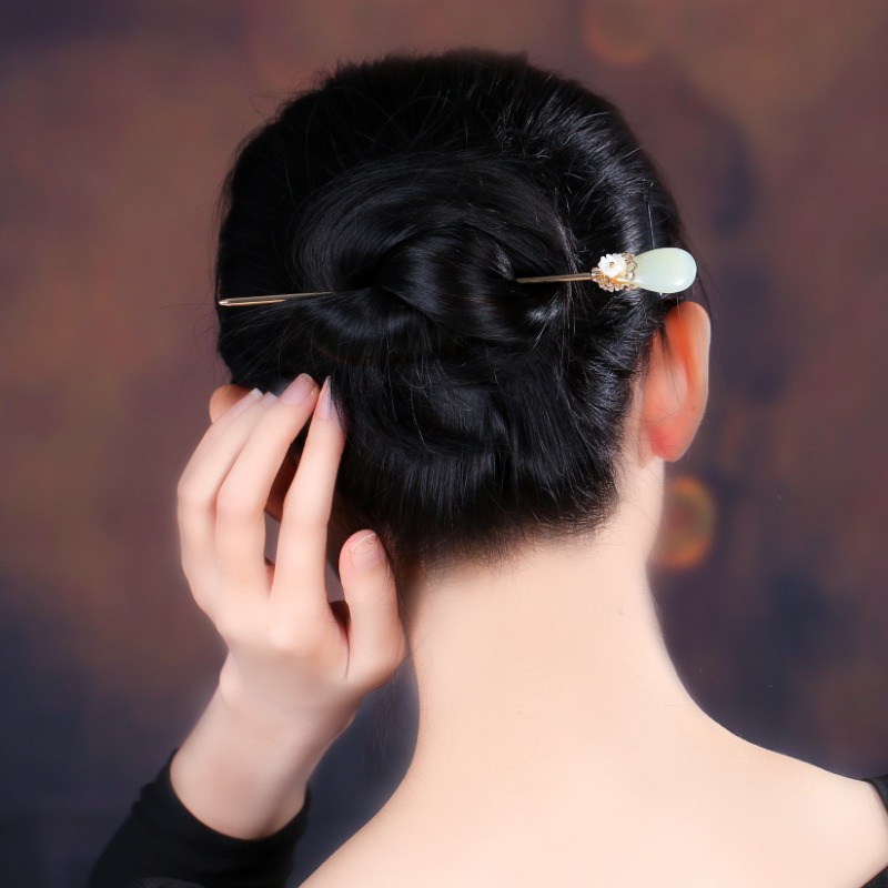 煙雨江南原創設計發簪簡約現代設計感小眾漢服裝飾後壓簪子盤發-細節圖2