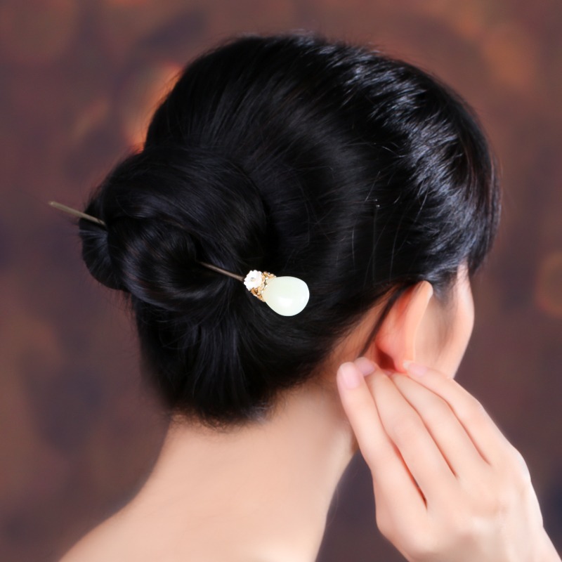 煙雨江南原創設計發簪簡約現代設計感小眾漢服裝飾後壓簪子盤發-細節圖4