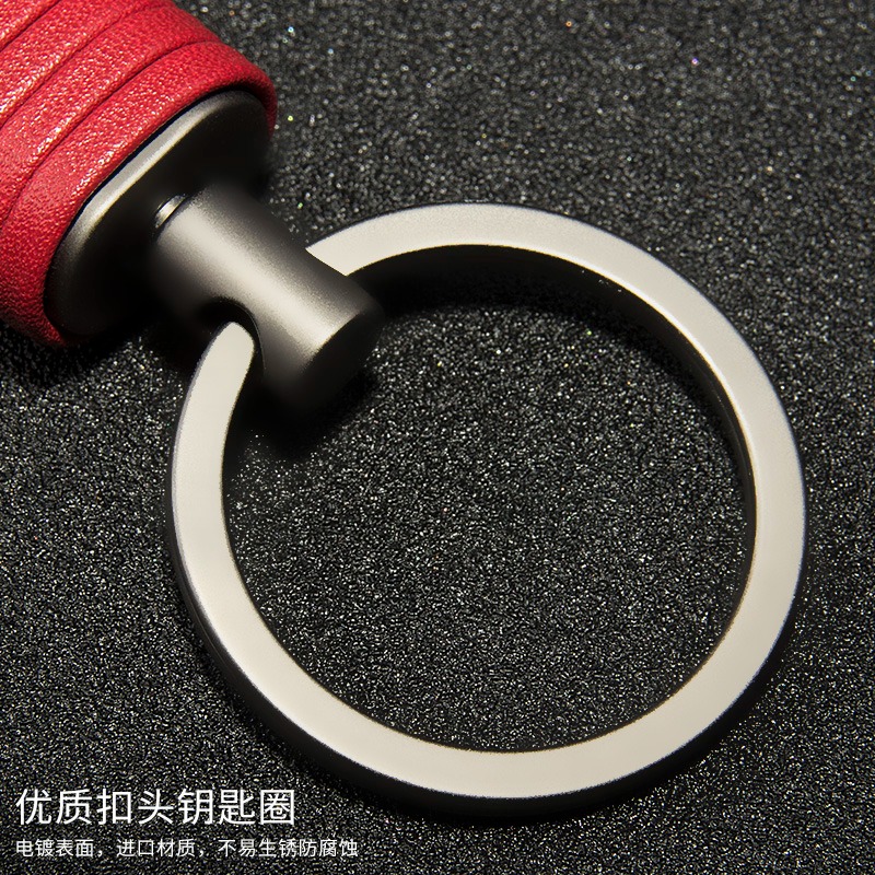 小羊皮編織繩鑰匙扣男士女士創意汽車鑰匙鏈掛件鑰匙圈環鎖匙扣-細節圖5