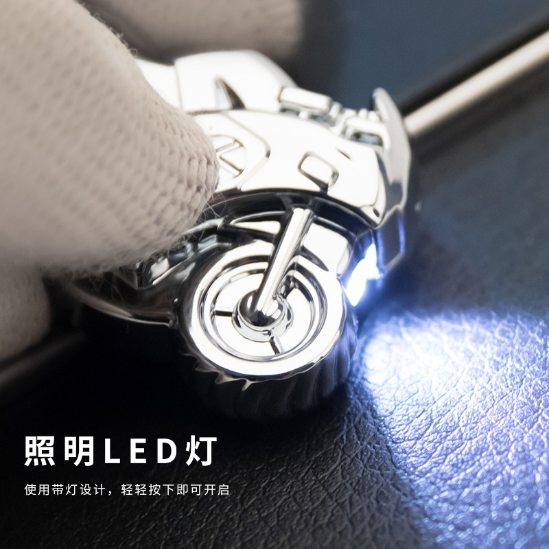 帶LED燈摩托車鑰匙扣 創意汽車鑰匙鏈掛件金屬鑰匙圈-細節圖3