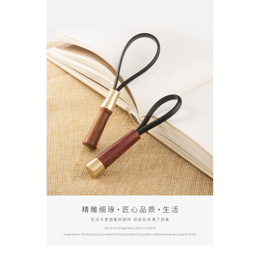 翎管竹節銅木鑰匙鏈掛件創意個性男士女士汽車鑰匙扣圈環包包掛飾-細節圖6