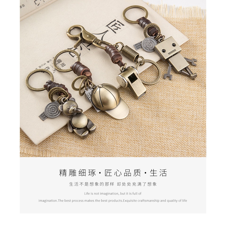 鑰匙鏈掛件創意汽車圈環女士韓國可愛定製書包包包掛飾情侶鑰匙扣-細節圖6