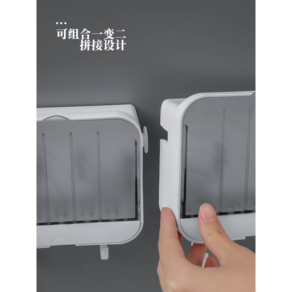 香皂盒家用肥皂盒子置物架免打孔吸盤壁掛創意瀝水帶蓋衛生間翻蓋-細節圖5