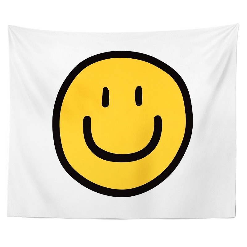 smile  ins風可愛黃色笑臉網紅掛布 家居裝飾布 拍照道具背景布大-細節圖5