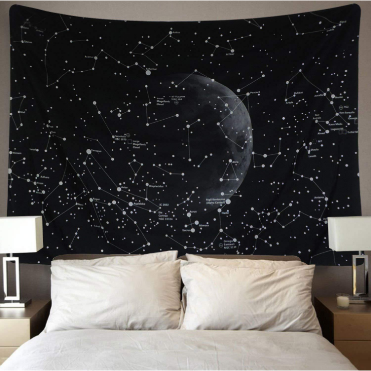 星空系 北歐ins掛布網紅房間佈置背景布宇宙星空月球掛毯裝飾布-細節圖5