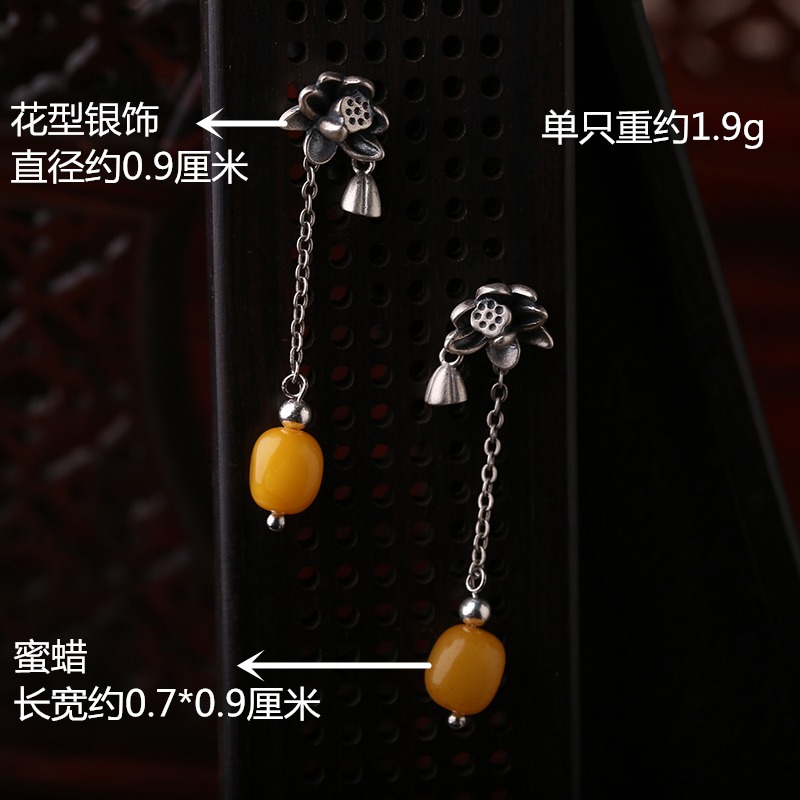 甜美超仙耳釘復古百搭顯臉瘦飾品網紅個性簡約耳飾設計師限量銀飾-細節圖2