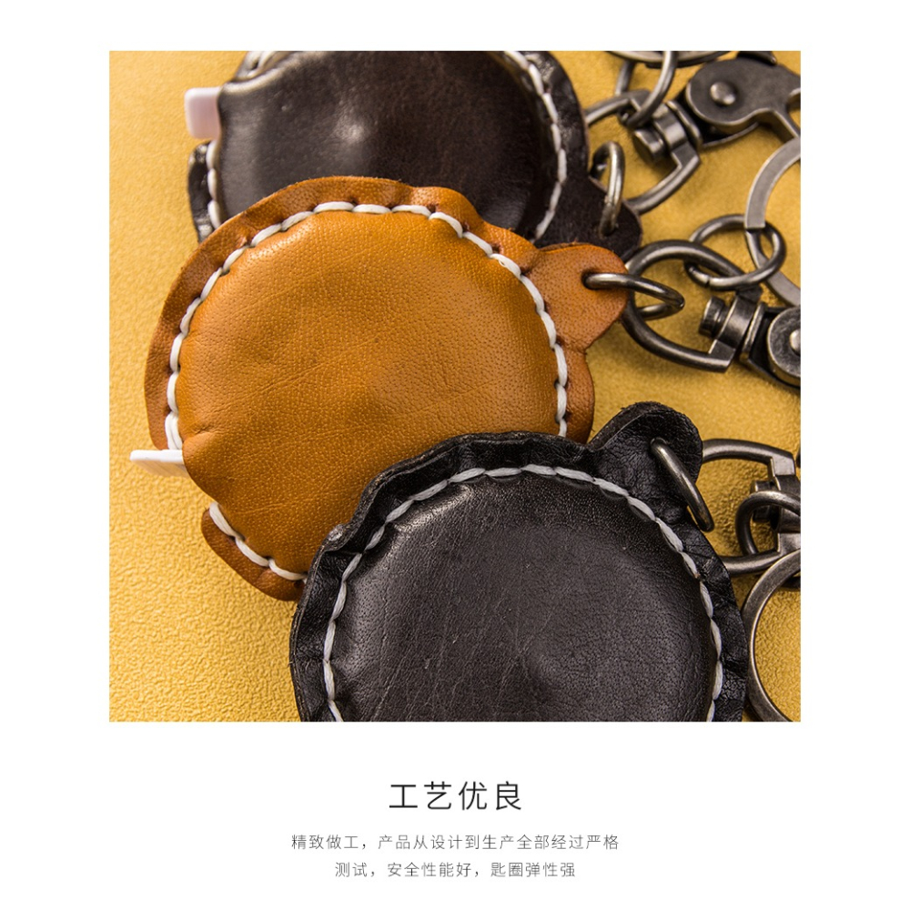 復古牛皮捲尺 鑰匙扣掛件創意個性鏈鎖匙圈環男女隨身工具小掛飾-細節圖8