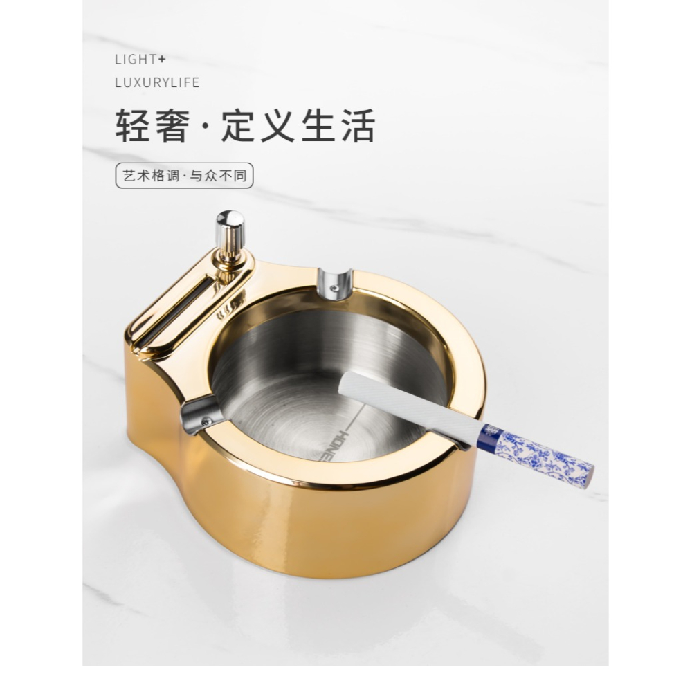 萬次火柴煙灰缸 不銹鋼創意打火機煙缸室內桌面點煙器辦公室擺件-細節圖6