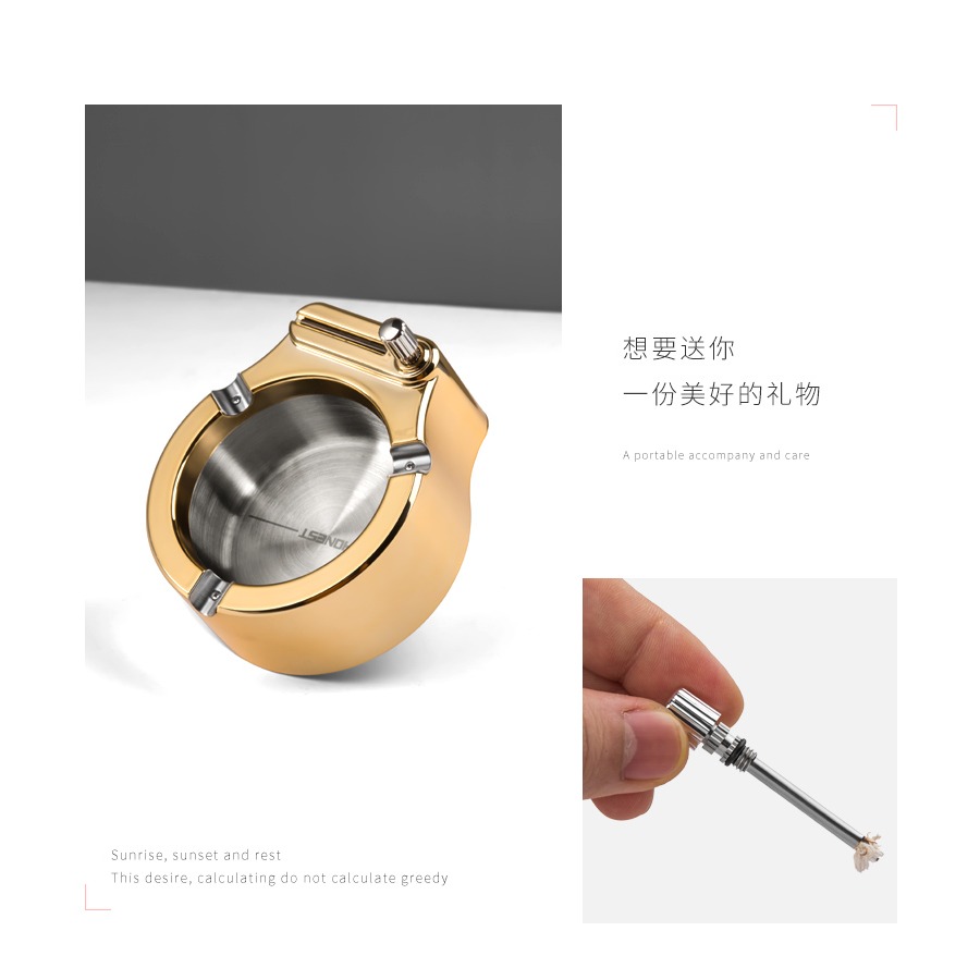 萬次火柴煙灰缸 不銹鋼創意打火機煙缸室內桌面點煙器辦公室擺件-細節圖10