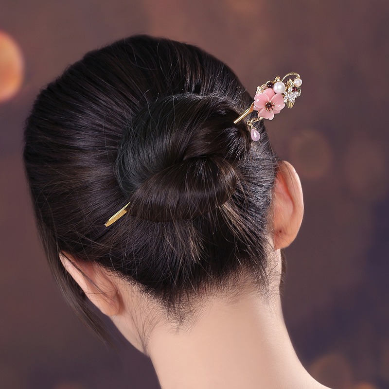 煙雨江南原創設計纏花發簪古風漢服裝飾小眾手工花朵簪子簡約現代-細節圖2