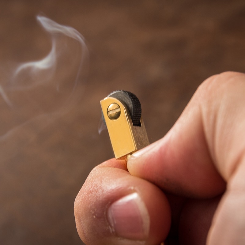 黃銅戶外迷你輪滑打火石鑰匙扣掛件創意個性打火棒點火器鎖匙圈環-細節圖3
