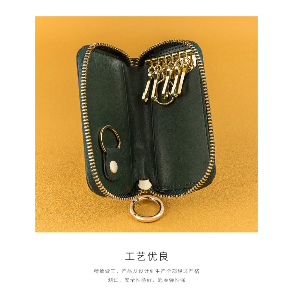 牛皮鑰匙包 創意個性鑰匙扣迷你網紅收納器大容量男女鎖匙圈環-細節圖8