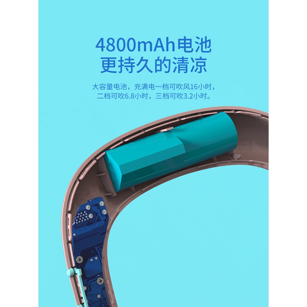掛脖風扇兒童小型學生usb可充電迷你懶宿舍手持無葉運動戶外靜音大風力戶外便攜式隨身可愛卡通小孩電風扇-細節圖5