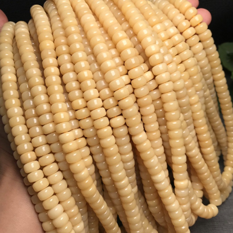 白玉菩提根蘋果珠算盤珠108佛珠文玩手串配飾高拋玉化菩提根批發-細節圖2
